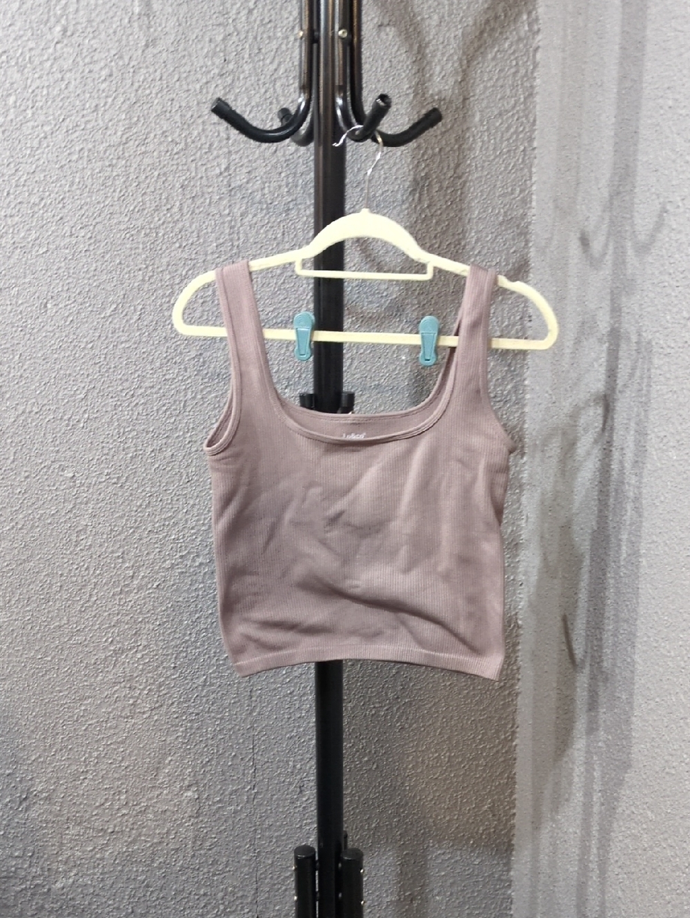Ribbed Scoop Crop Tank Top - Mauve